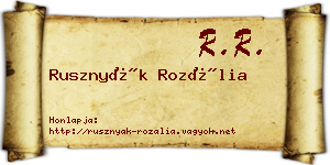 Rusznyák Rozália névjegykártya